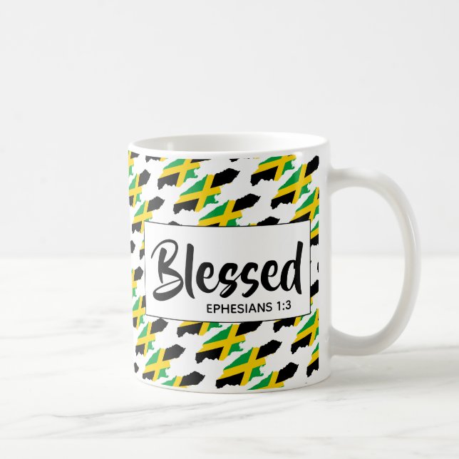 JAMAICA Flag Christian BLESSED Coffee Mug (Right)