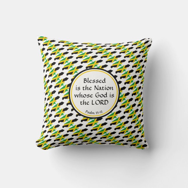 JAMAICA Flag Christian Blessed Nation Jamaican Throw Pillow (Front)