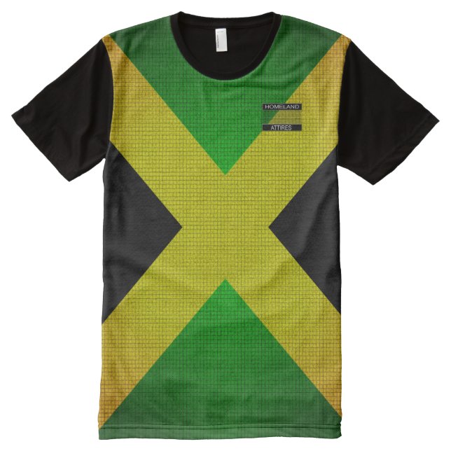 Jamaica Flag Colors Black Yellow Green T-Shirt (Front)