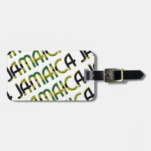 Jamaica Flag Colors Typography Pattern Luggage Tag