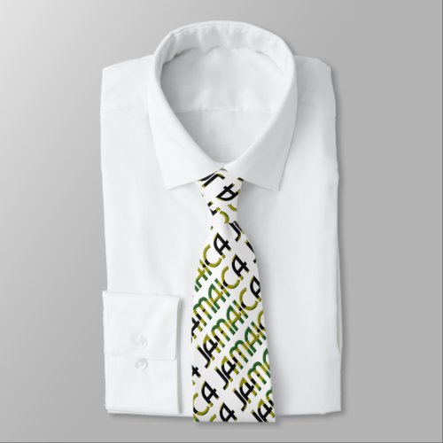 Jamaica Flag Colors Typography Pattern Neck Tie