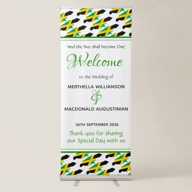 JAMAICA Flag Custom Patriotic Wedding Celebration Retractable Banner (Front)