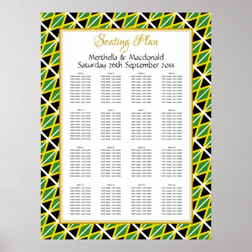 JAMAICA FLAG Custom Wedding 160 Seating Plan Poster