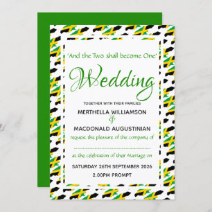 JAMAICA Flag Custom Wedding Celebration Scripture Invitation