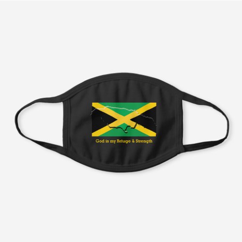 JAMAICA FLAG Customizable GOD IS MY REFUGE Black Cotton Face Mask