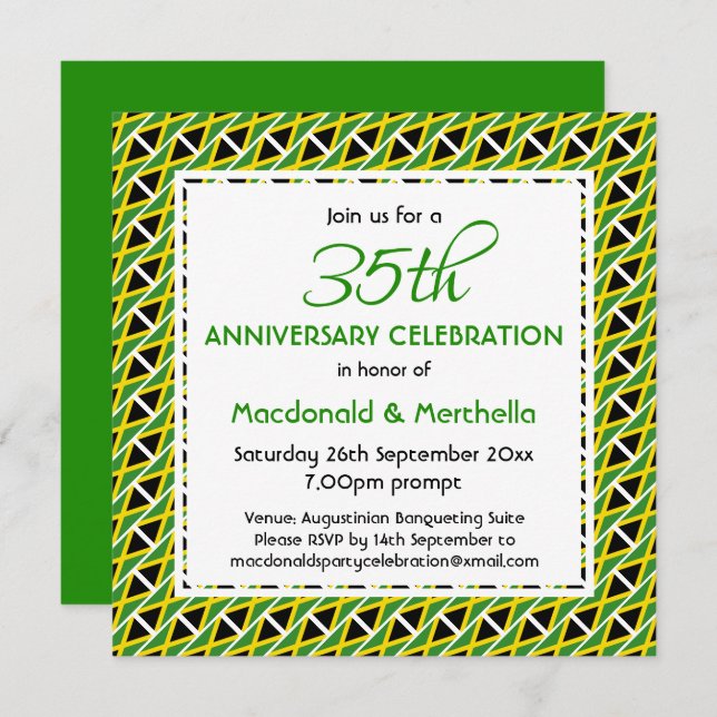 JAMAICA FLAG Customized Anniversary Celebration Invitation (Front/Back)