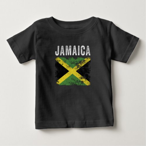 Jamaica Flag Distressed _ Jamaican Flag Baby T_Shirt