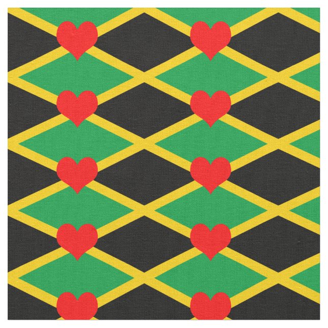 Jamaica Flag Fabric & Heart fashion /reggae (Close Up)