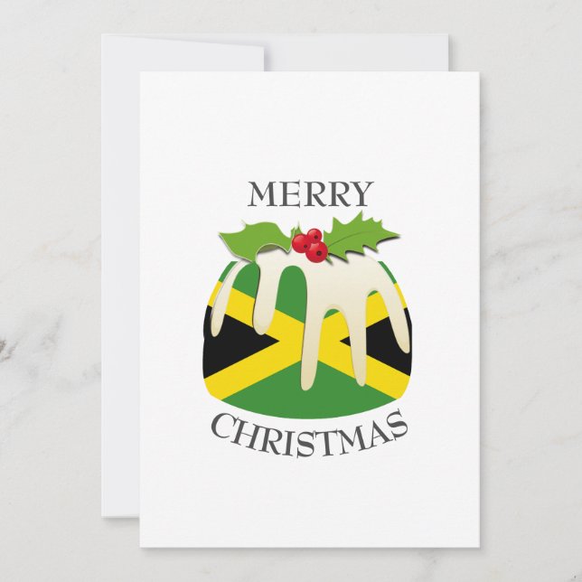 JAMAICA FLAG | Festive Plum Pudding | Christmas Holiday Card (Front)