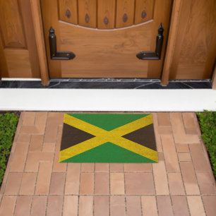 Jamaica flag fiber doormat