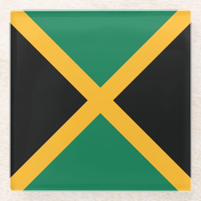 Jamaica Flag Glass Coaster (Front)