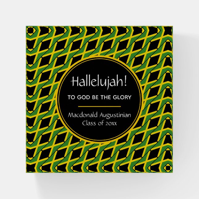 JAMAICA FLAG Graduate Custom HALLELUJAH Keepsake Paperweight (Front)