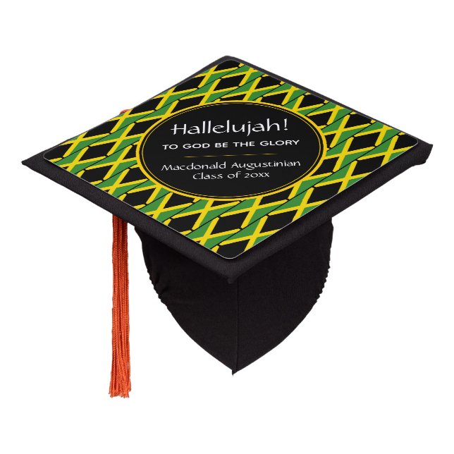 JAMAICA Flag Graduate Patriotic Custom HALLELUJAH Graduation Cap Topper (Angled)