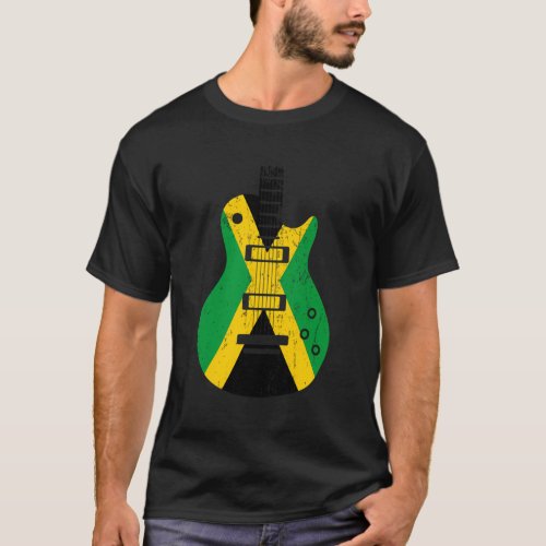 Jamaica Flag Guitar Musician T_Shirt