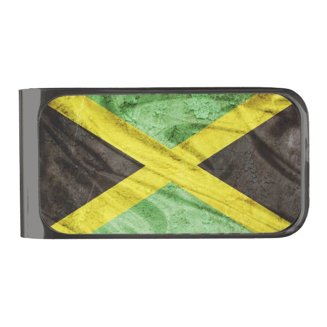 Jamaica flag gunmetal finish money clip (Front)