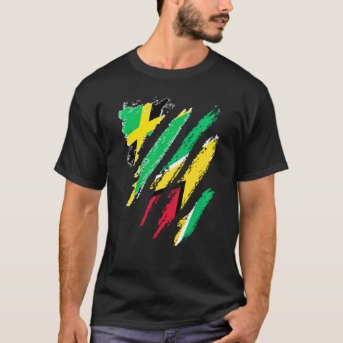 Jamaica Flag Guyana Grown Patriot Country Stripes T_Shirt