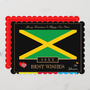 Jamaica Flag & Happy New Year/Best Wishes Card Art