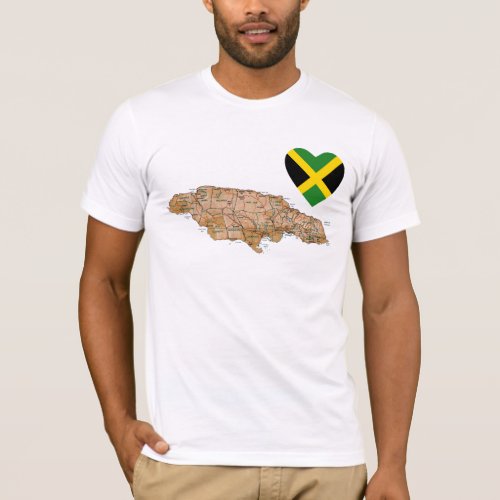 Jamaica Flag Heart and Map T_Shirt