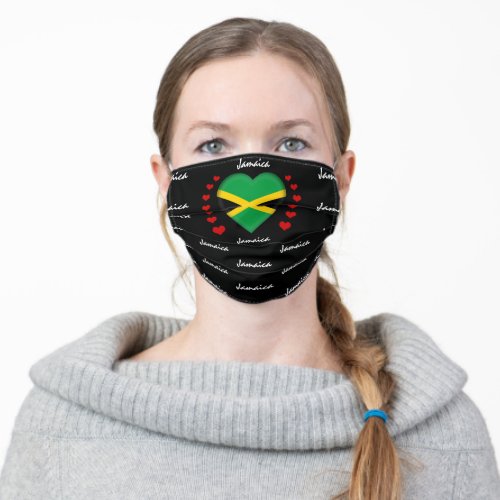 Jamaica Flag  Heart Jamaican Flag fashionsports Adult Cloth Face Mask