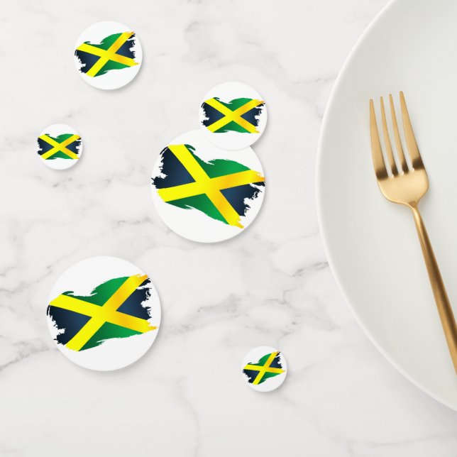Jamaica Flag In Gold Green And Black Confetti (Group)