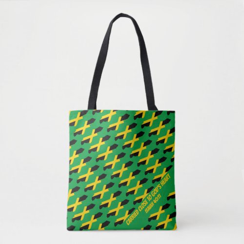 JAMAICA FLAG  Isaiah 40  Bible Verse  GREEN Tote Bag