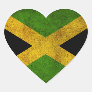 Jamaica Flag Island - Proud Jamaicans - Magnet Heart Sticker