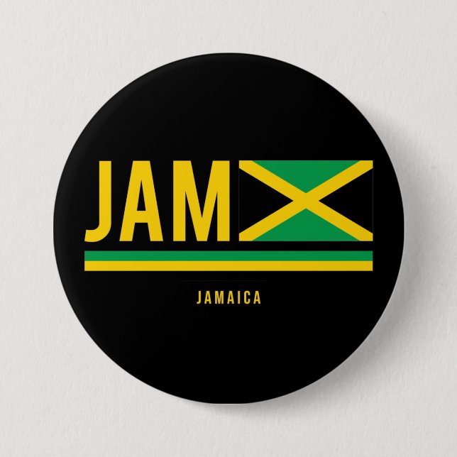 Jamaica Flag ISO Code Alpha 3 Design  Button (Front)