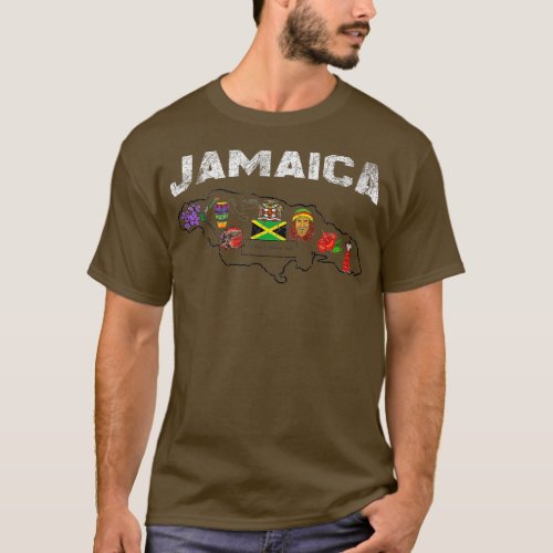 jamaica flag jamaican map Jamaican National Symbol T_Shirt