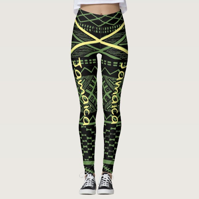 Jamaica flag leggings fitness and workout (Front)