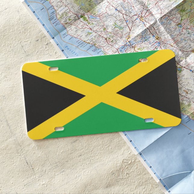 Jamaica Flag License Plate (In Situ)