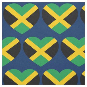 Jamaica Flag Love Heart Pattern Fabric