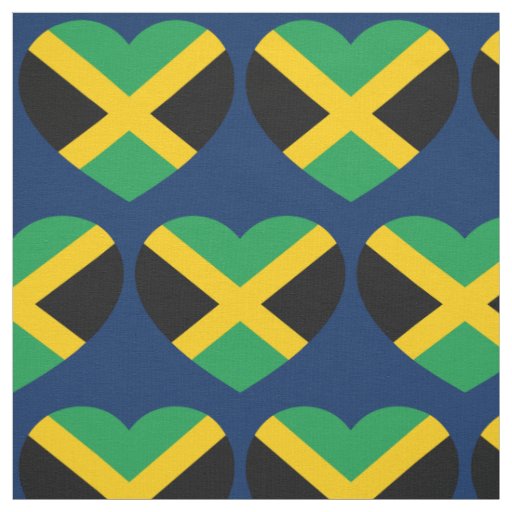 Jamaica Flag Love Heart Pattern Fabric