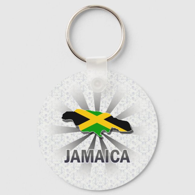 Jamaica Flag Map 2.0 Keychain (Front)