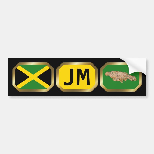 Jamaica Flag Map Code Bumper Sticker (Front)