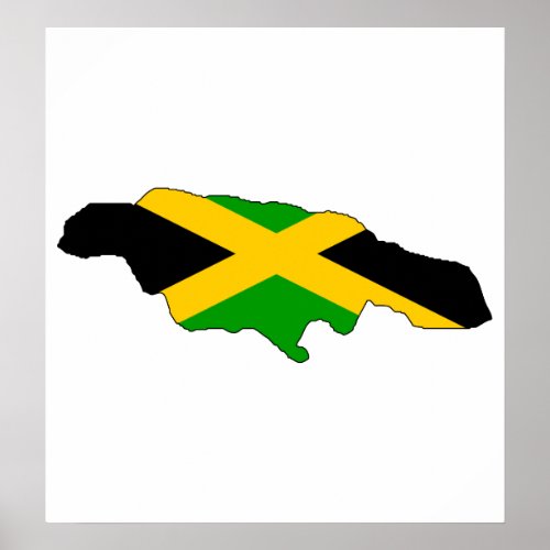 Jamaica Flag Map full size Poster