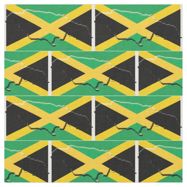 JAMAICA Flag Map Outline Fabric (Close Up)