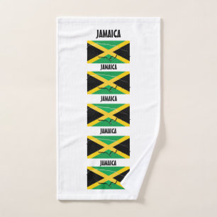 JAMAICA FLAG MAP OUTLINE Personalized White Hand Towel
