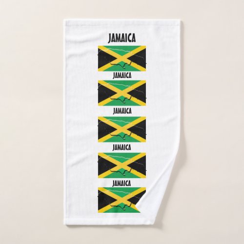 JAMAICA FLAG MAP OUTLINE Personalized White Hand Towel