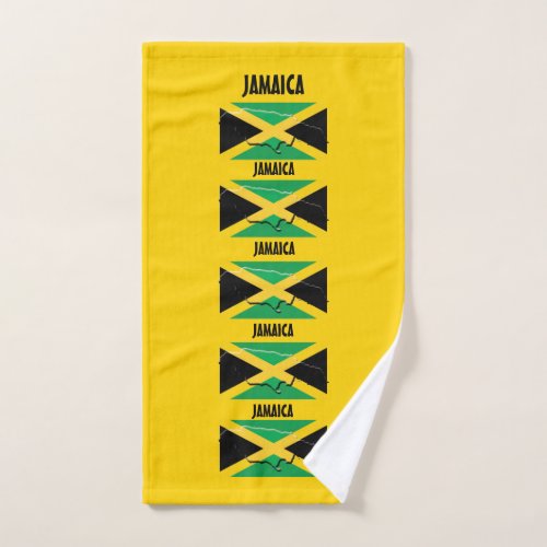 JAMAICA FLAG MAP OUTLINE Personalized Yellow Hand Towel