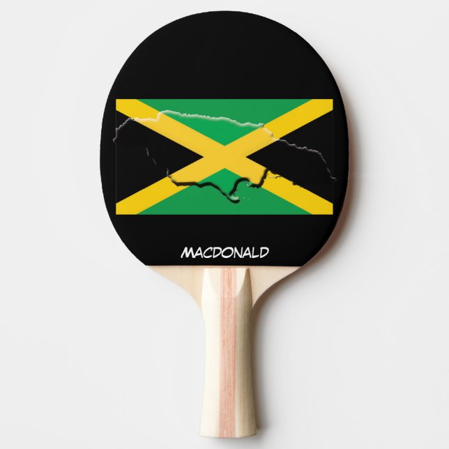 JAMAICA FLAG & MAP Personalized BLACK Ping Pong Paddle (Front)