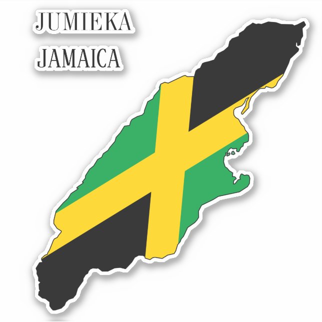 Jamaica Flag Map Sticker (Front)
