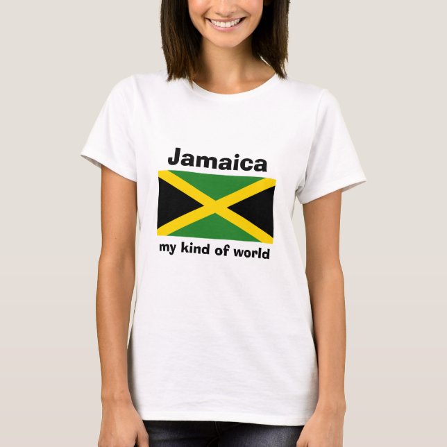 Jamaica Flag + Map + Text T-Shirt (Front)