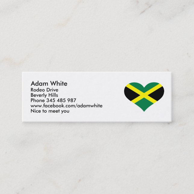 Jamaica flag mini business card (Front)
