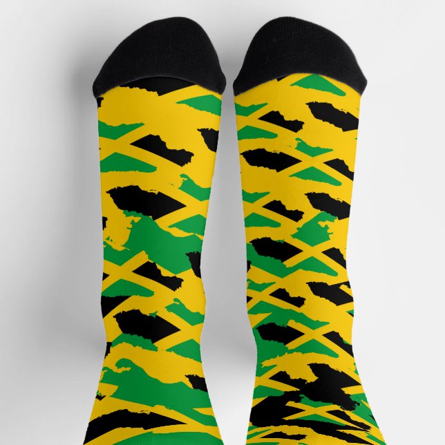 Jamaica Flag Modern Art Rasta Roots Camo Socks (Top)