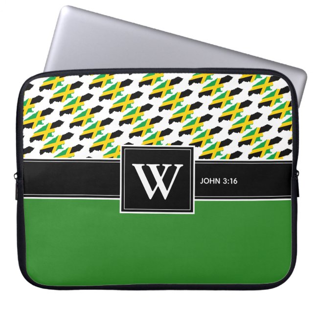 JAMAICA FLAG Monogram Christian Scripture Laptop Sleeve (Front)