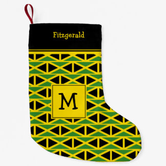 JAMAICA Flag Monogram Custom Text YELLOW Small Christmas Stocking