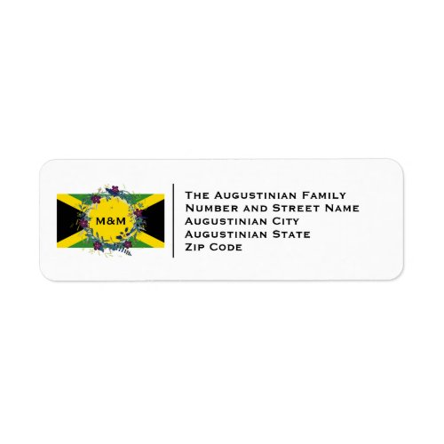 Jamaica Flag Monogram Wedding Return Address Label