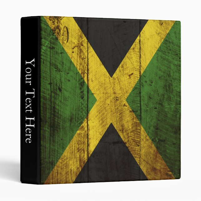 Jamaica Flag on Old Wood Grain Binder (Front/Spine)