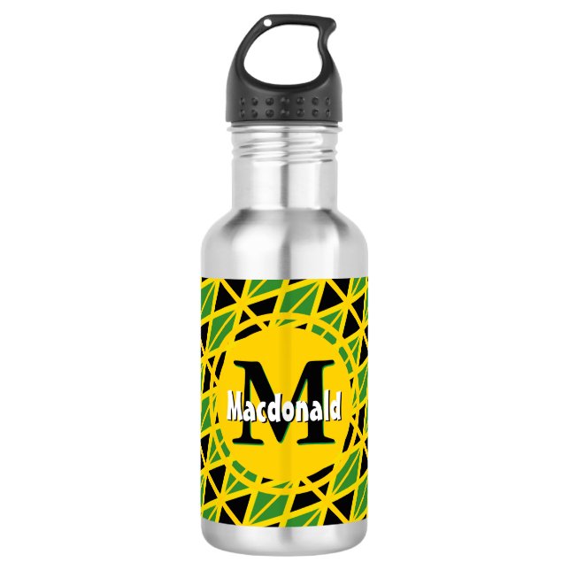 JAMAICA FLAG Patriotic Personalized Stainless Steel Water Bottle (Front)