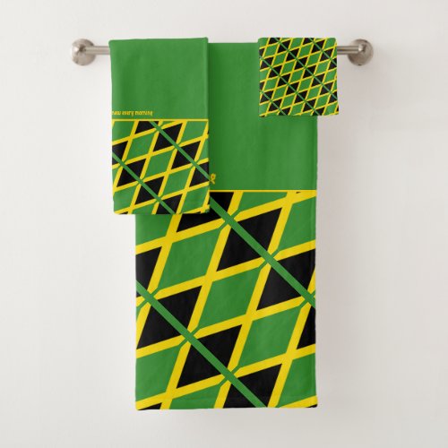 JAMAICA FLAG Personalized Scripture GREEN Bath Towel Set
